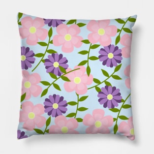 Floral Pink and Purple Design Pillow