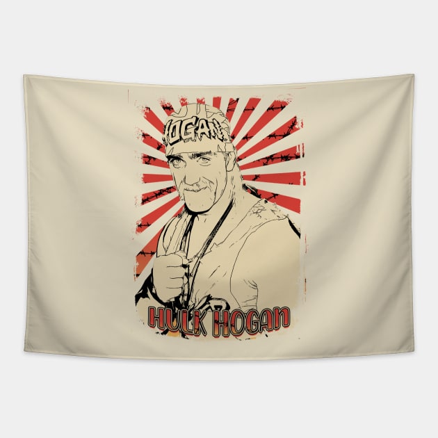 Hulk Hogan 90s Retro Vintage Aesthetic Tapestry by Ihkwan Art