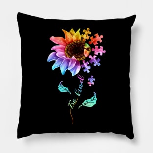 Autism Sunflower Be Kind Autism Awareness Pillow