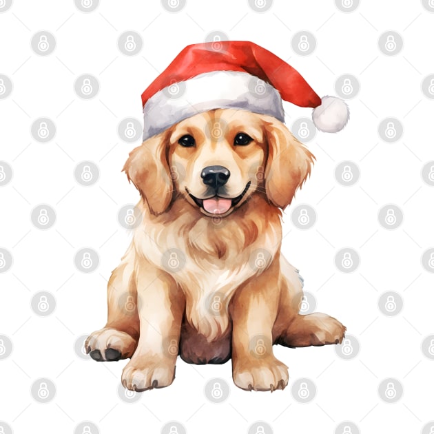 Golden Retriever Dog in Santa Hat by Chromatic Fusion Studio