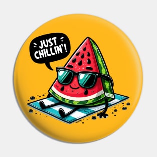 Kawaii Watermelon Beach Chill Sun-Soaked Fun Pin