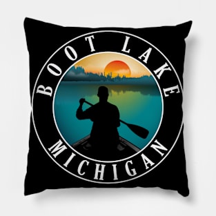 Boot Lake Canoeing Michigan Sunset Pillow