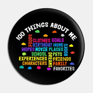 100 Days Of School Things About Me Teacher Student Pin