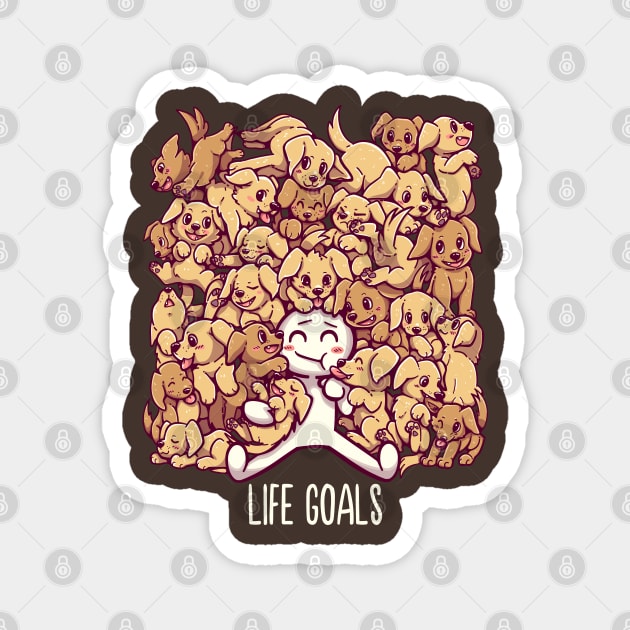 Life Goals - Golden Labrador Retriever dogs Magnet by TechraNova