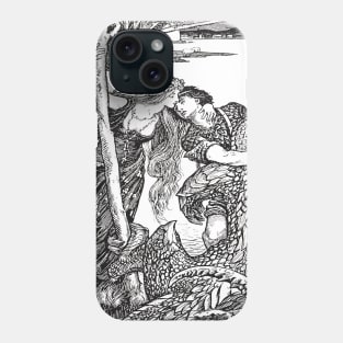 Pre-raphaelite kiss and dragon Phone Case