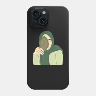 Hijabi Muslim Woman holding a Leaf Phone Case