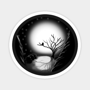 The Night - Full Moon through the woods Magnet