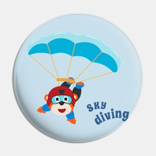 Vector illustration of a cute skydiver. Pin