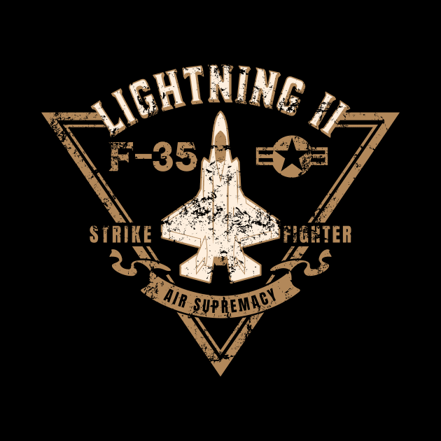 F-35 Lightning II Strike Fighter Jet Aircraft Distressed Design by hobrath