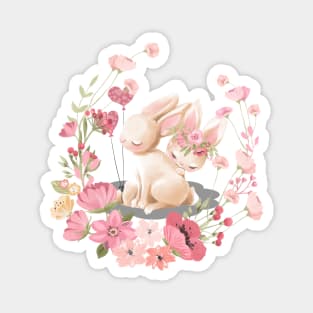 Romantic Rabbit Couple In Valentine Magnet