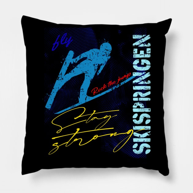 Ski Jumping Ski Jumper Winter Sports Pillow by Hariolf´s Mega Store