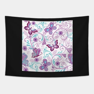 Lovely Purple Butterflies & Curlicues Tapestry