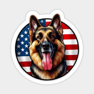 Patriotic German Shepherd Dog American Flag Magnet
