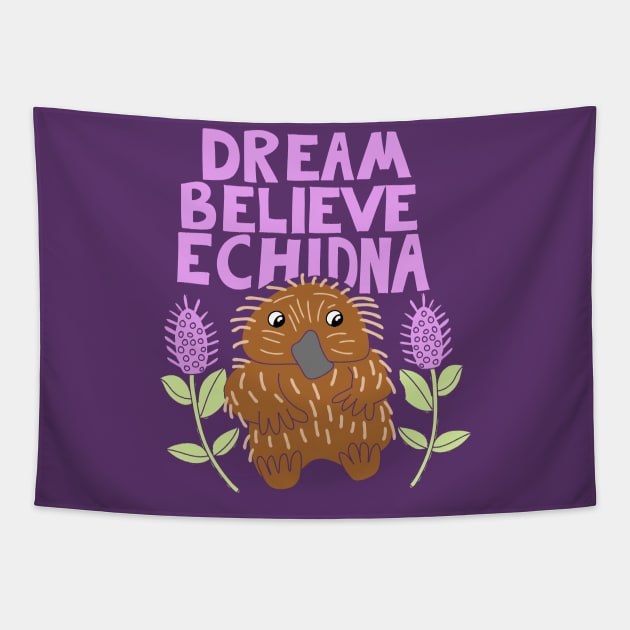 Dream Believe Echidna Tapestry by Alissa Carin