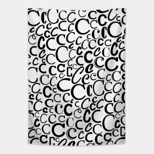 C - Typography (Black) Tapestry