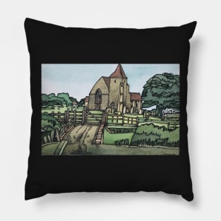 Old Romney Church Kent England British Landscape Pillow