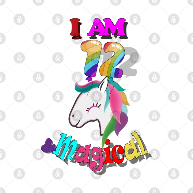 unicorn 12th birthday: I am 12 and magical by bratshirt