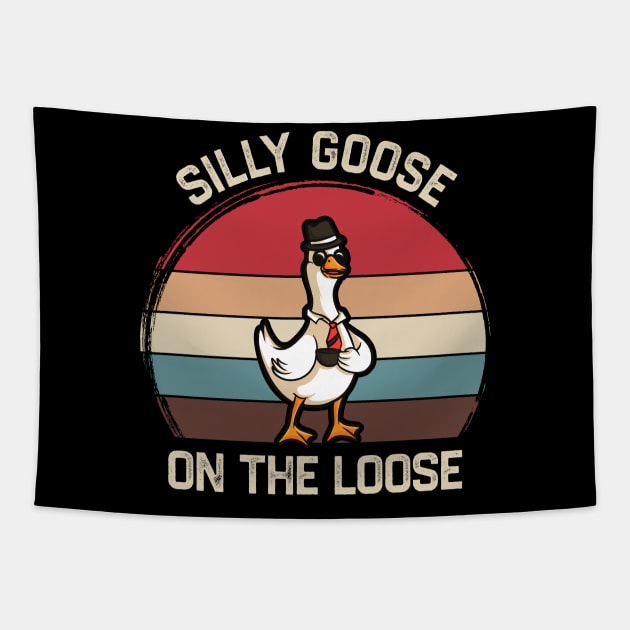 Silly Goose on The Loose Retro Tapestry by erythroxian-merch