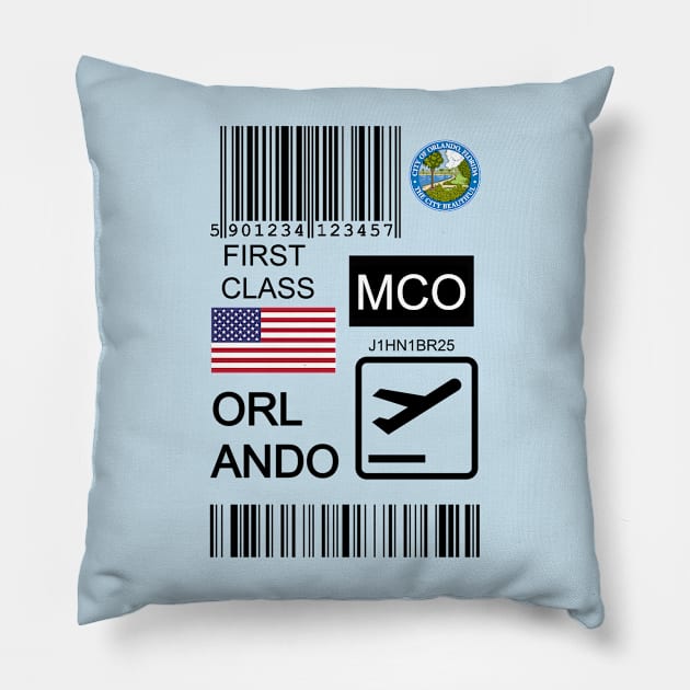 Orlando United States travel ticket Pillow by Travellers