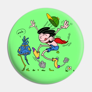 The Dreamer Boy flying Parrot meh expression Pin