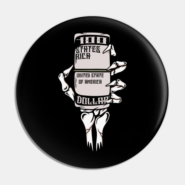 Money and skull Pin by gggraphicdesignnn