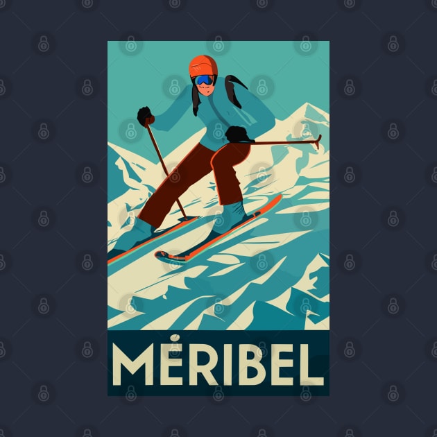 A Vintage Travel Art of Meribel - France by goodoldvintage