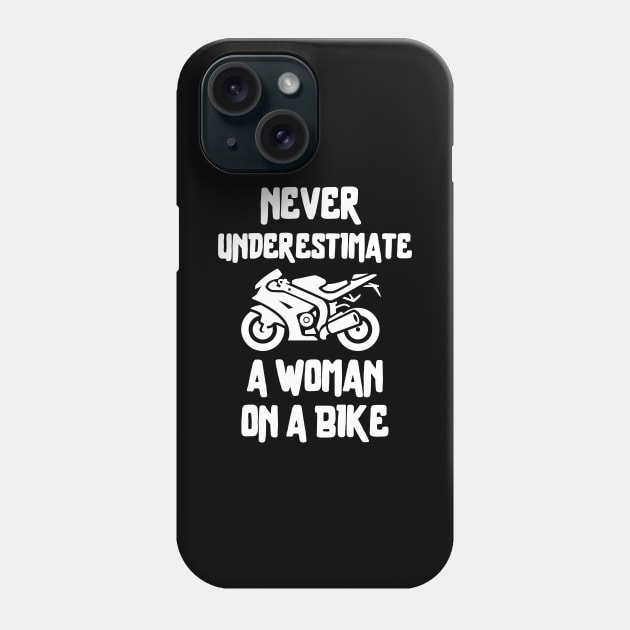 Never underestimate a woman on a bike Phone Case by mksjr