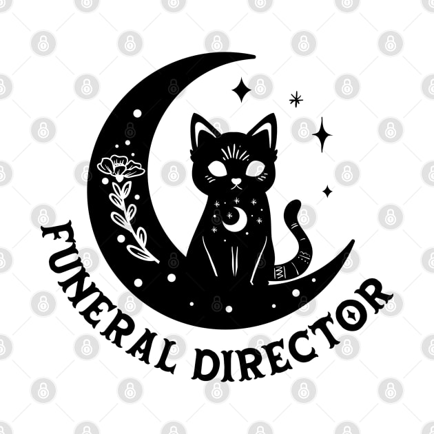 Funeral Director -  Magical Cat On Moon Design by best-vibes-only