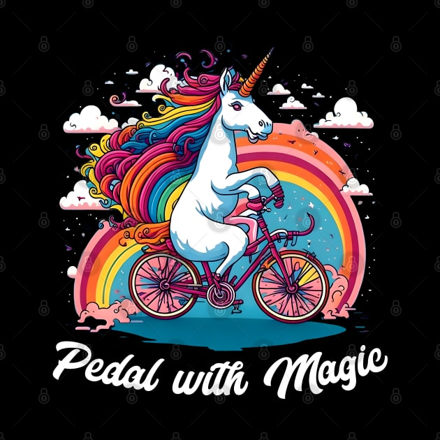 Padel with magic |  A unicorn riding a bicycle with a rainbow trail behind it by T-shirt US
