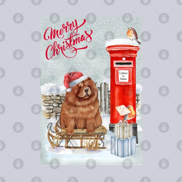 Chow Chow Merry Christmas Santa Dog by Puppy Eyes