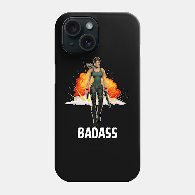 Badass Lara Lady Boss Lara Croft Tomb Raider Gamer Gaming Video Game Phone Case by DeanWardDesigns