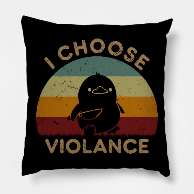 I Choose Violence Retro Sunset Pillow by GoodIdeaTees