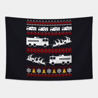 Christmas Firetruck firefighter fireman Tapestry