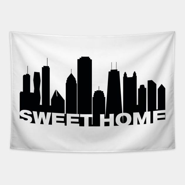 Sweet Home Chicago Skyline Tapestry by Charlotte Retro