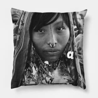 Vintage Portrait of Kuna Woman of Panama Pillow