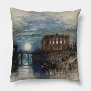 A Villa. Moon-Light (A Villa on the Night of a Festa di Ballo), for Rogers's 'Italy', 1826-27 Pillow