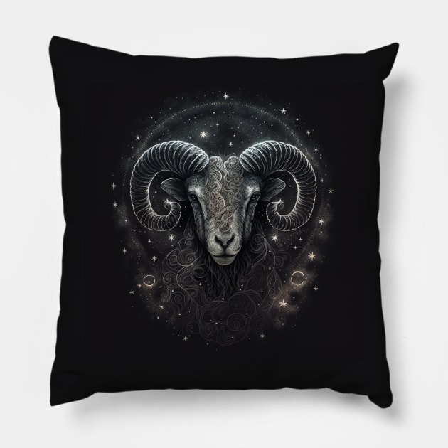 Aries - The Ram, Zodiac Sign Pillow by Lunarix Designs