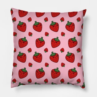 Pink Strawberry Pattern Pillow