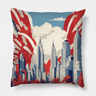 New York United States of America Tourism Vintage Poster Pillow