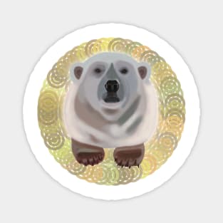 Polar Bear on saffron circular pattern Magnet