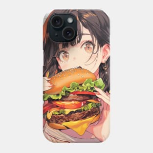 girl eat burger Phone Case