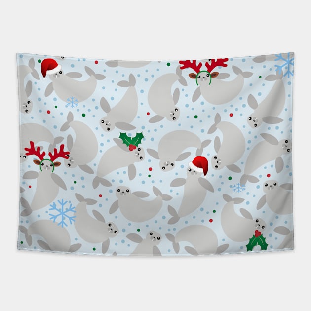 christmas Manatee Tapestry by gossiprag