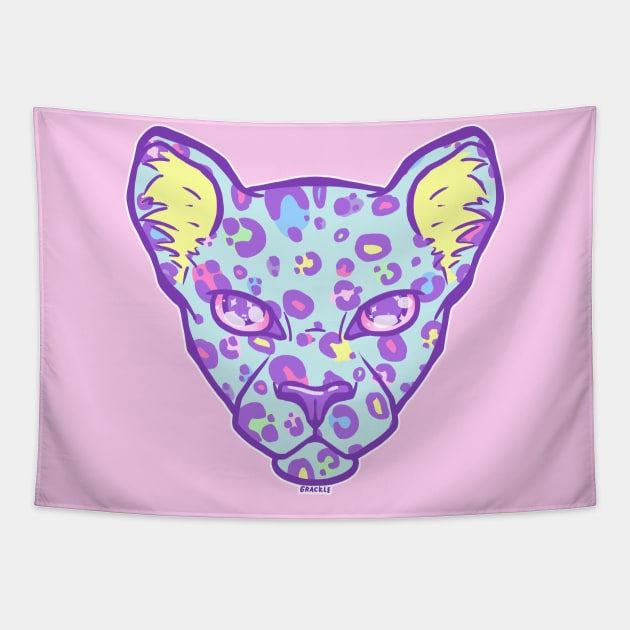 80s Pastel Leopard Tapestry by Jan Grackle