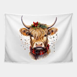 Christmas Highland Cow Tapestry