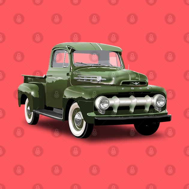 1952 Ford F100 Pickup Truck Green by TheStuffInBetween