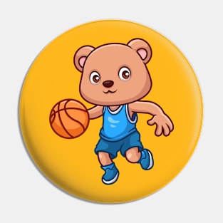 Basketball Bear Cute Cartoon Pin