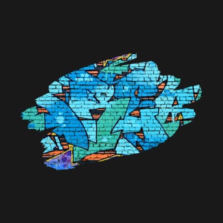 Graffiti Splash Art Print Blue T-Shirt