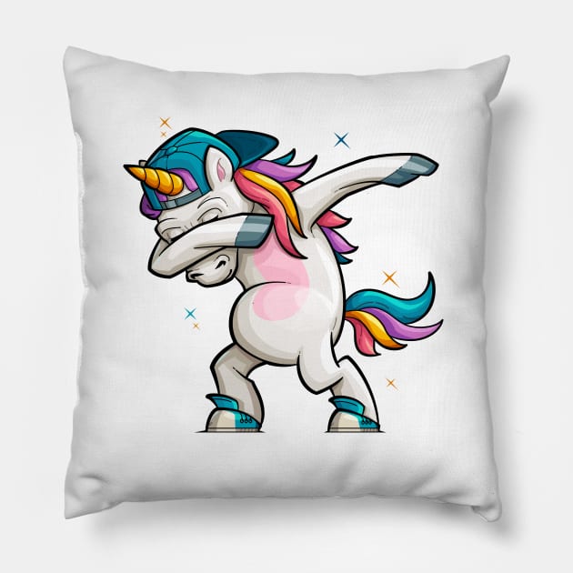 Cartoon Unicorn Dabbing Pillow by stonemask