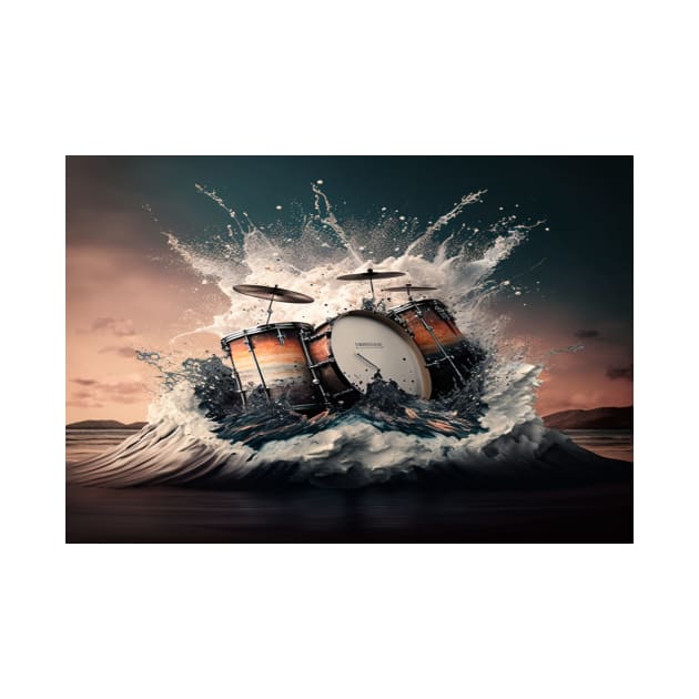 Drummer ArtWork With Water Splashing by Unwind-Art-Work