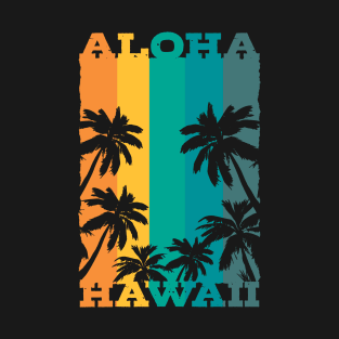 Retro Aloha Hibiscus Flowers Hawaii Maui USA Gift T-Shirt